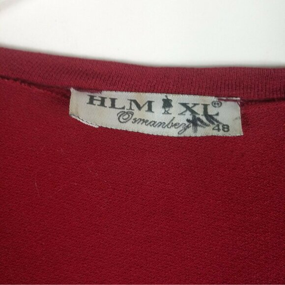 Vintage Cardigan Womens XL Red Studded Animal Print Tie Front Boho Maximalist - Picture 5 of 7